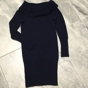 Elegant Navy Cowl Neck Sweater